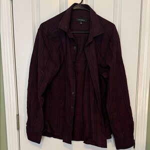 Calvin Klein Men's Burgundy Plaid Shirt Jacket